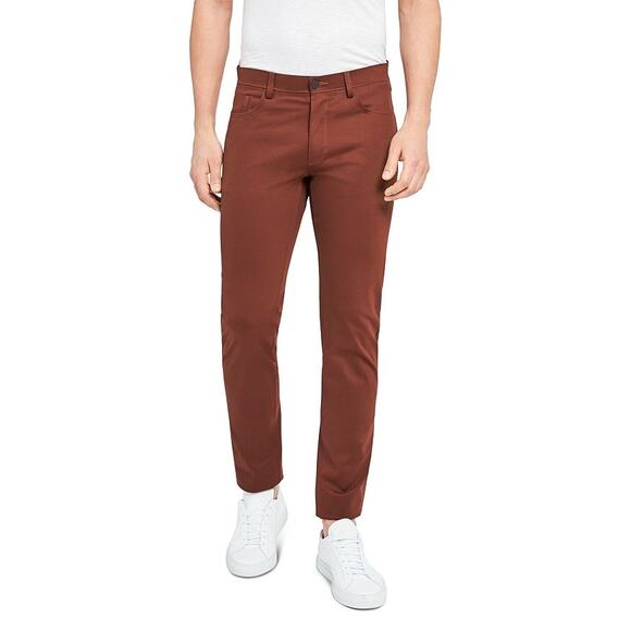 Theory Men’s Tech Raffi Compact Straight Slim Fit Ponte Pants Size 28 Brown - Picture 13 of 13